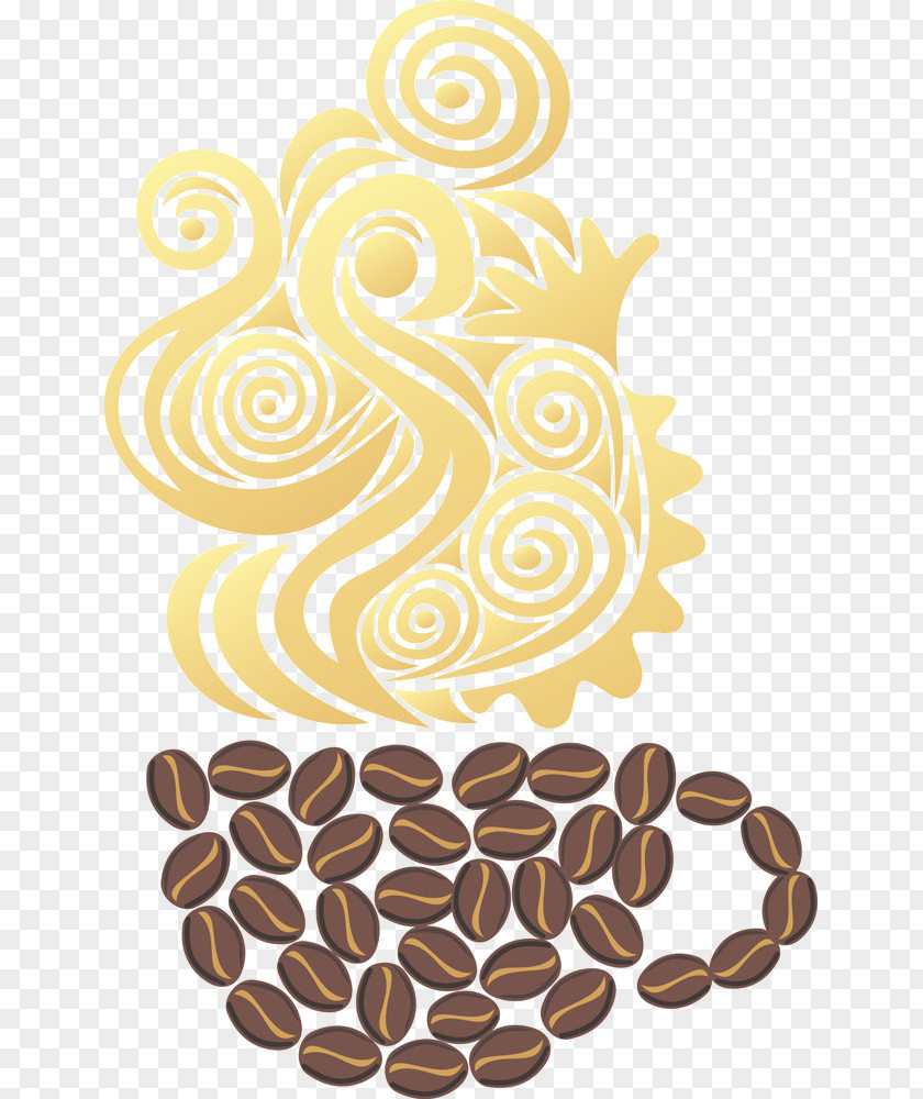 Hand-painted Coffee Beans Cup Cafe Bean PNG