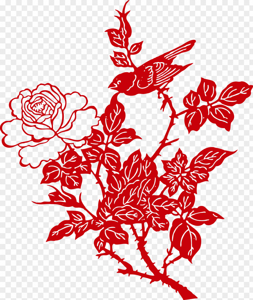 Rose Vector Material Papercutting Cut Flowers Chinese Paper Cutting PNG