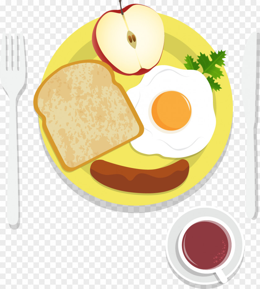 Delicious Breakfast Coffee Fried Egg Tocino Bread PNG