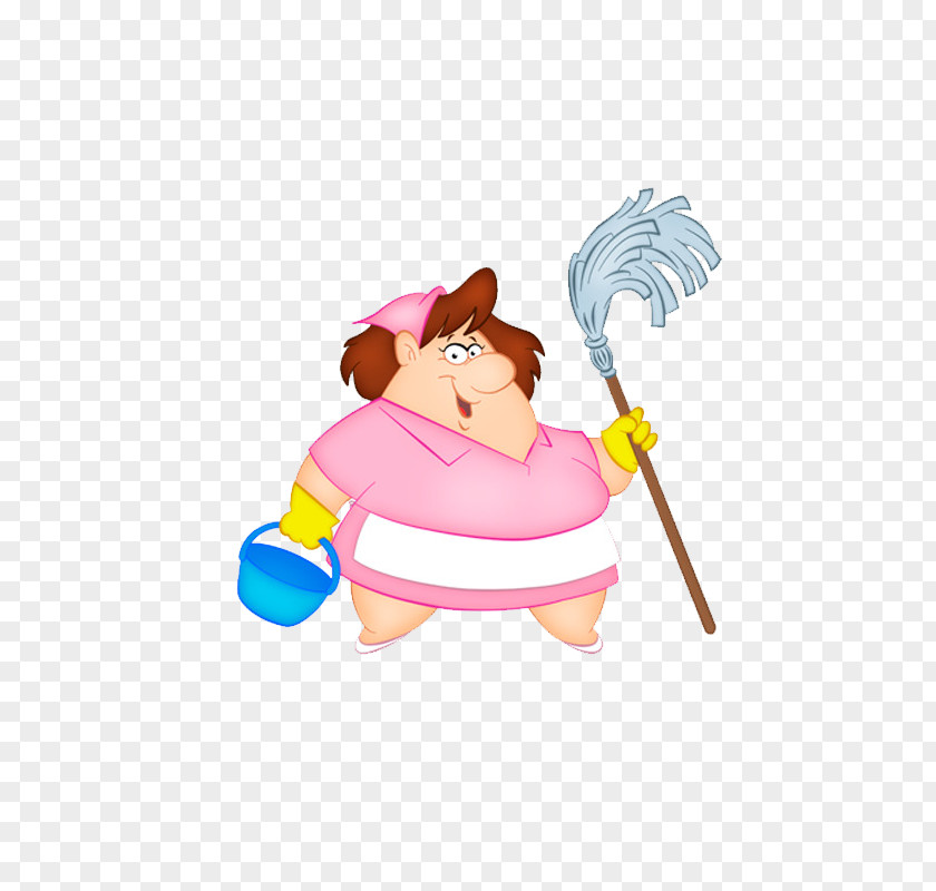 Mopping Mop Cartoon Image Illustration PNG