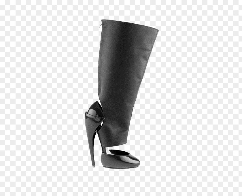 Black Simple Boots Shoe High-heeled Footwear Designer PNG