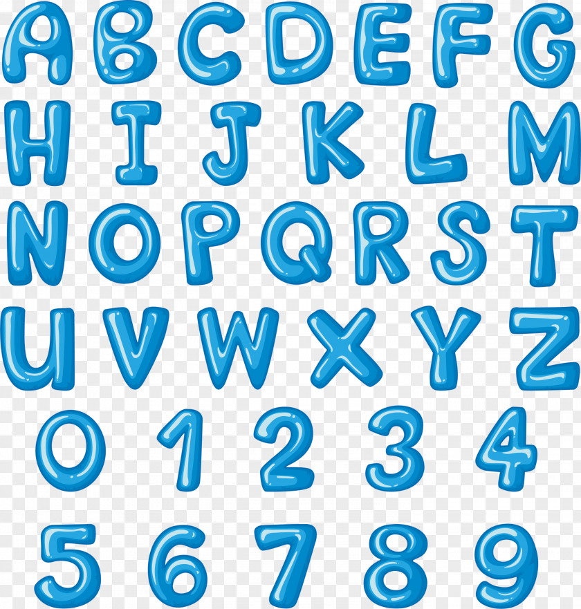 Sky Blue English Alphabet Letter Font PNG