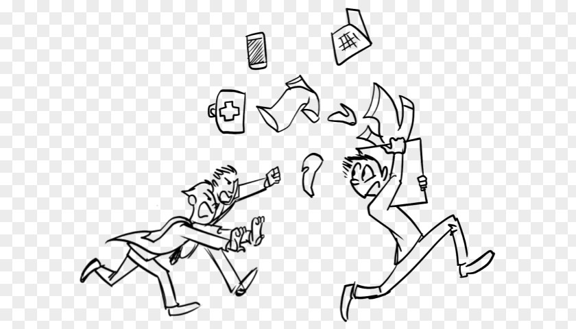 Two Cartoon People Carrying Books Sketch Illustration Finger Line Art Car PNG