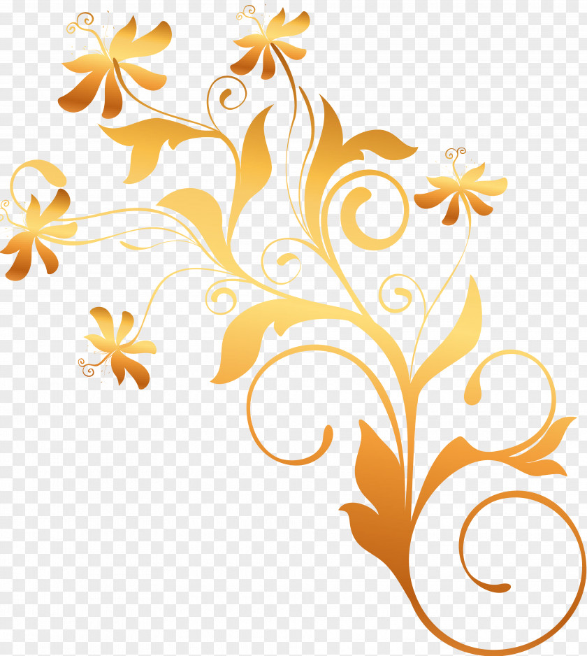 Gold Flower Sticker Chemical Element PNG