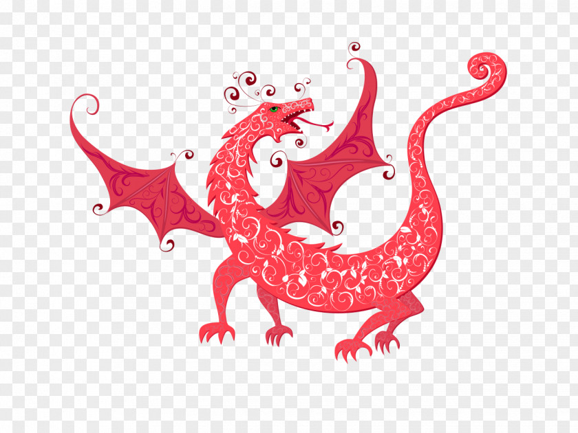 Red Paper-cut Dragon Graphic Design Drawing Illustration PNG