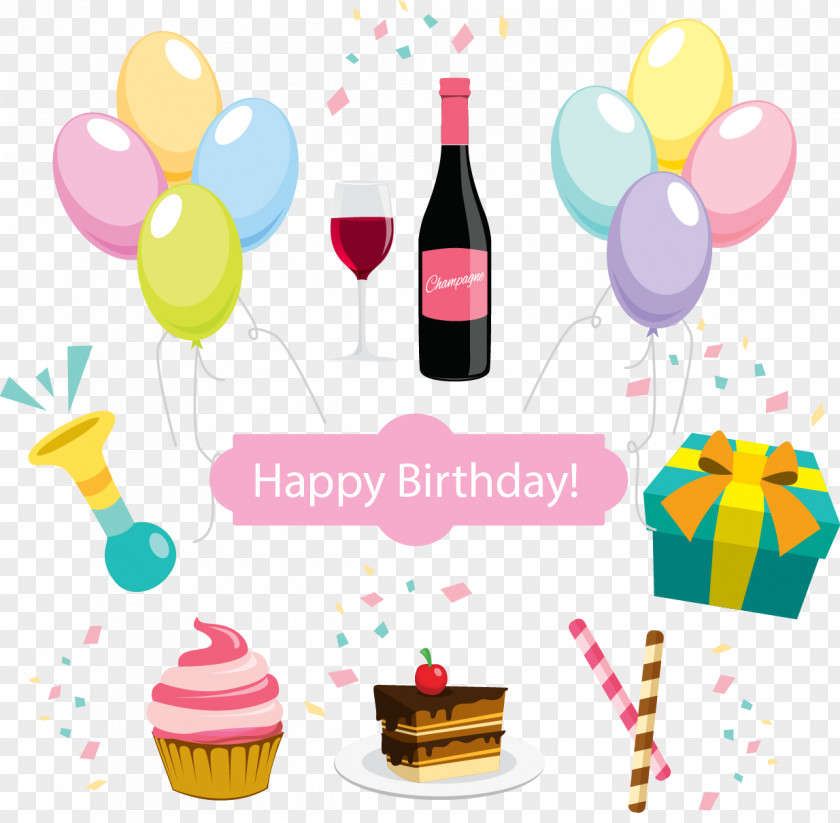 Vector Painted Birthday Party PNG