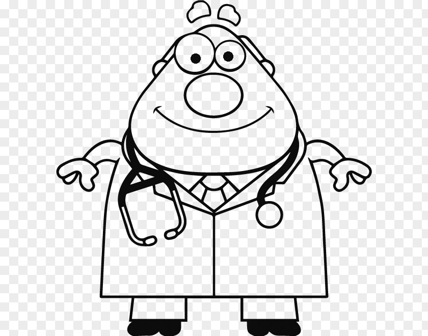 Cartoon Black And White Physician PNG
