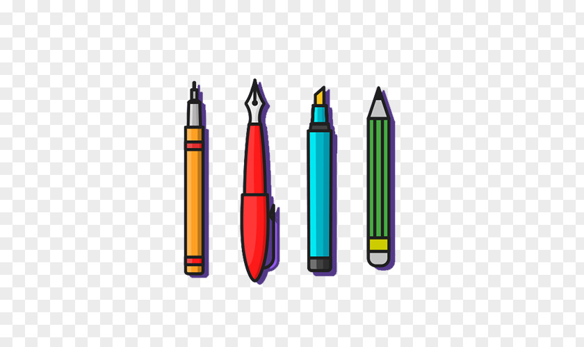 Four Different Color Pens Pen Gratis Computer File PNG