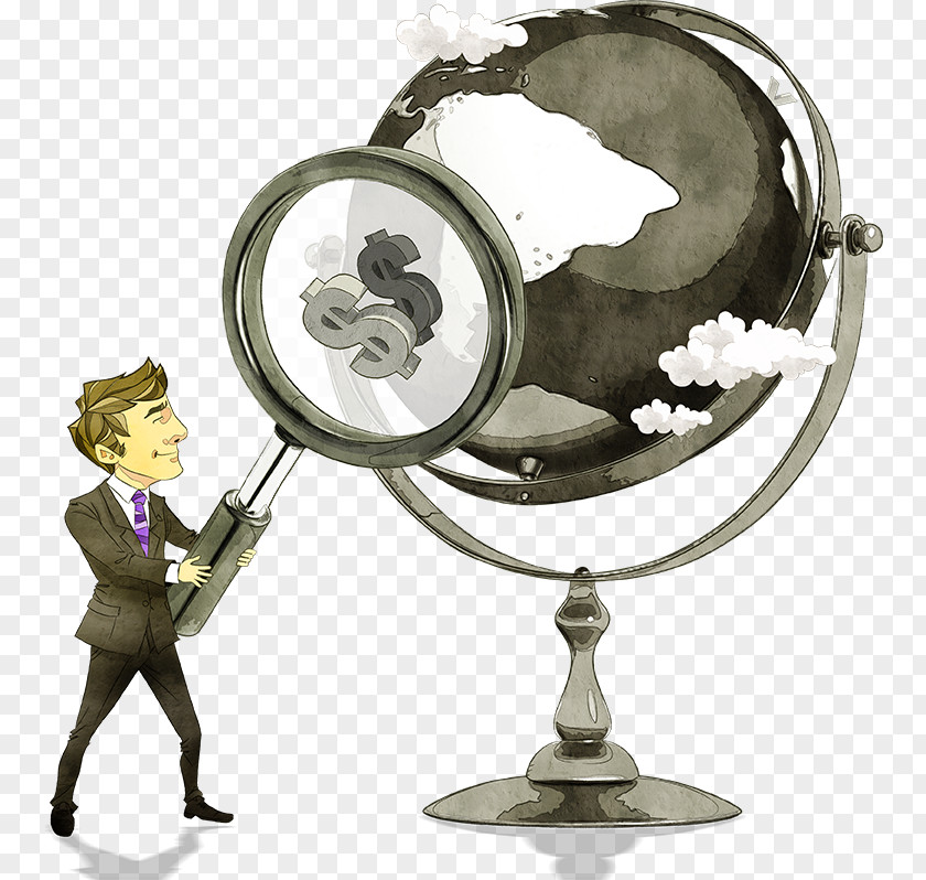 Magnifying Glass And A Business Man Cartoon Download PNG