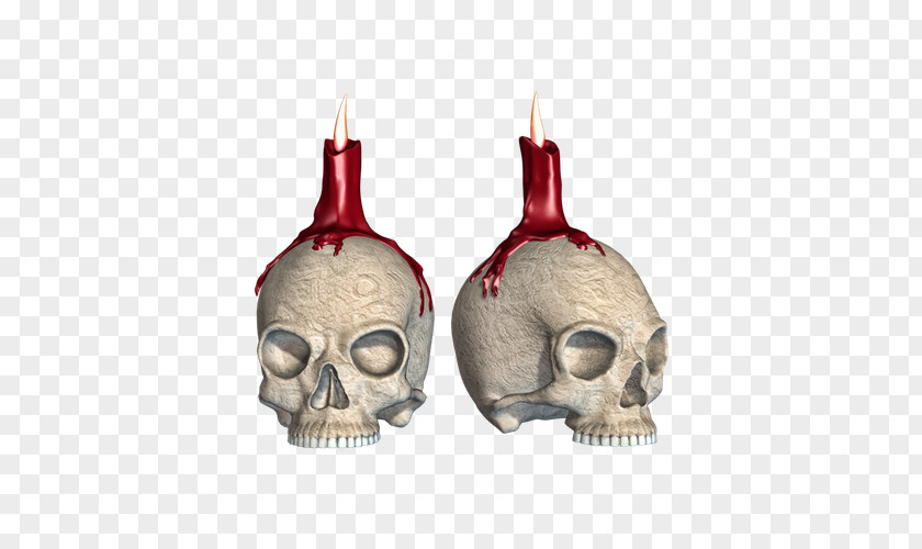 Cranial Skeleton Head Burning Candles Skull Light Combustion PNG