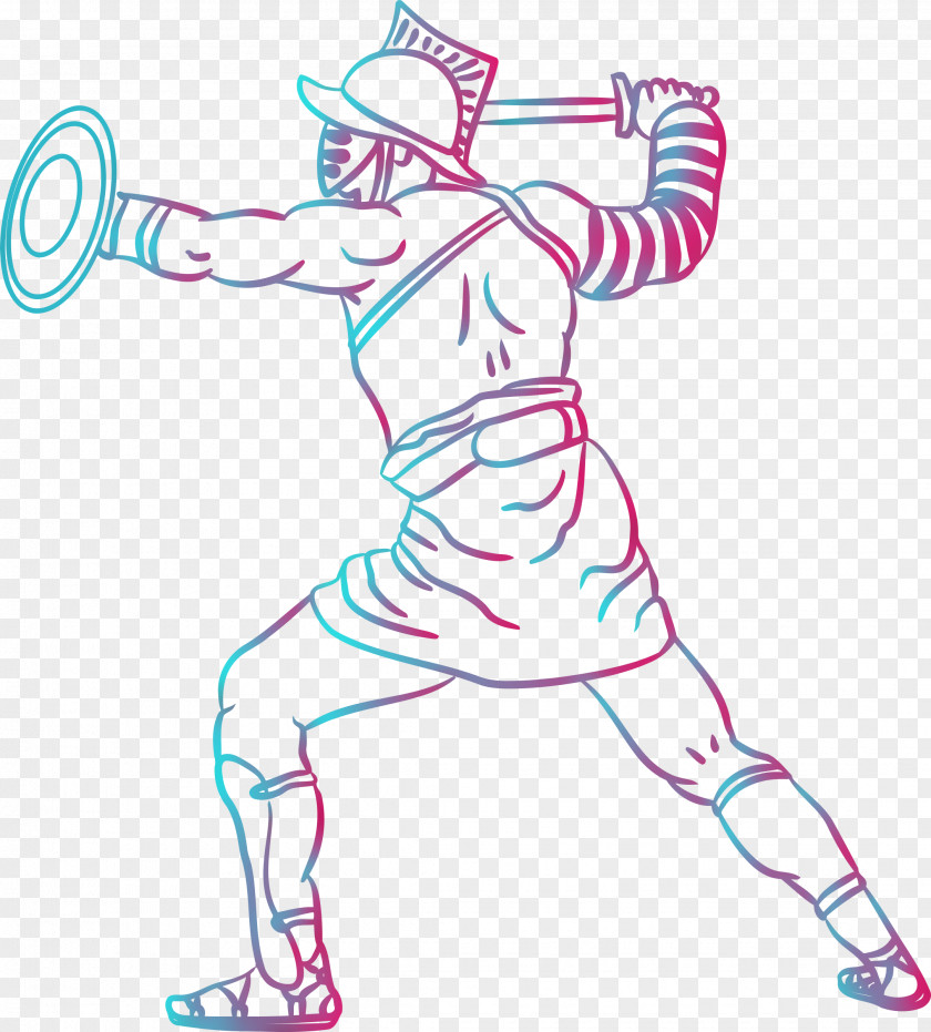 Gladiator Ancient Rome Line Art Clip PNG
