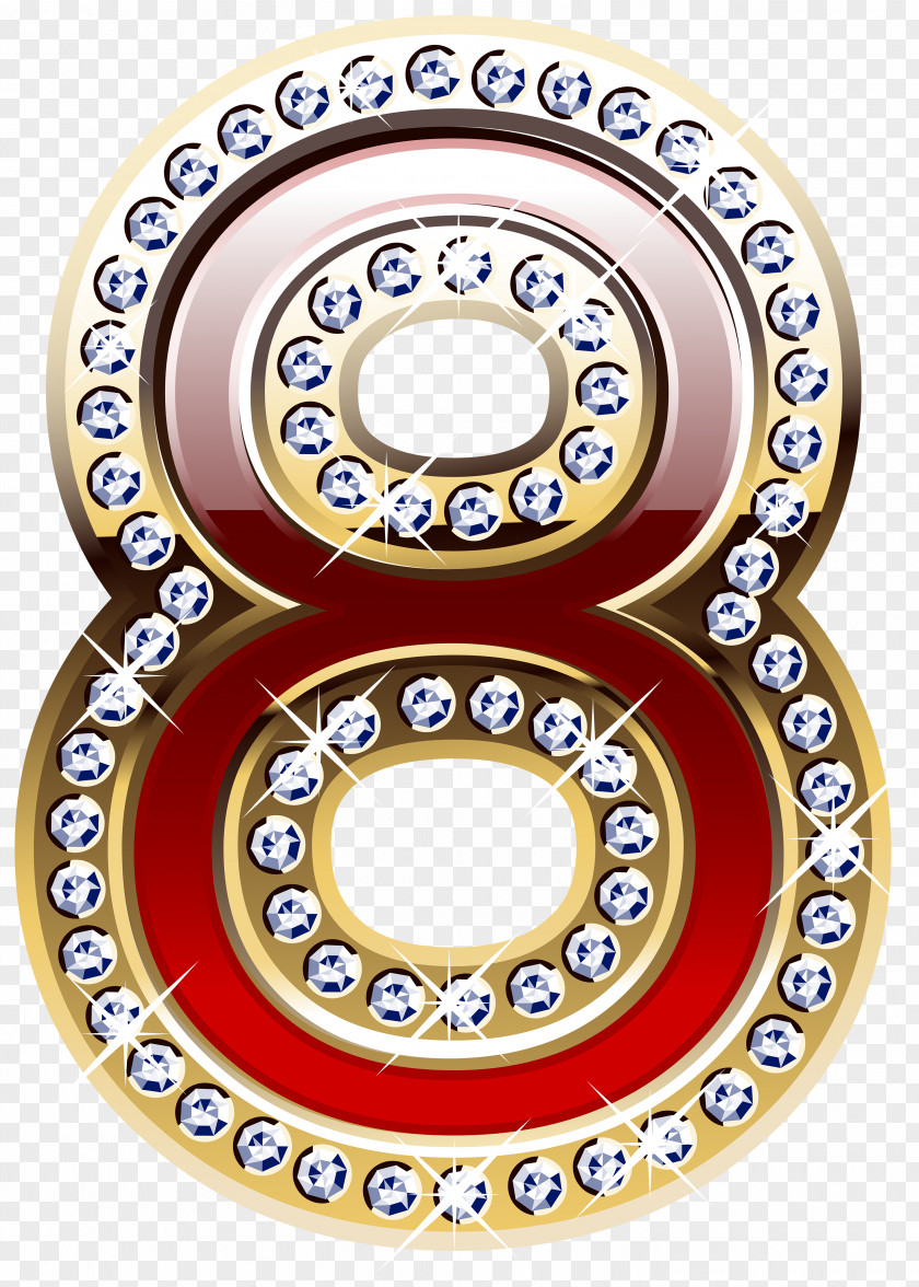 Gold And Red Number Eight Clipart Image PNG