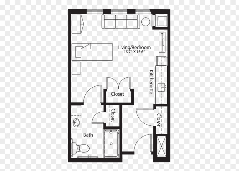 Apartment Floor Plan Living Room Bedroom PNG