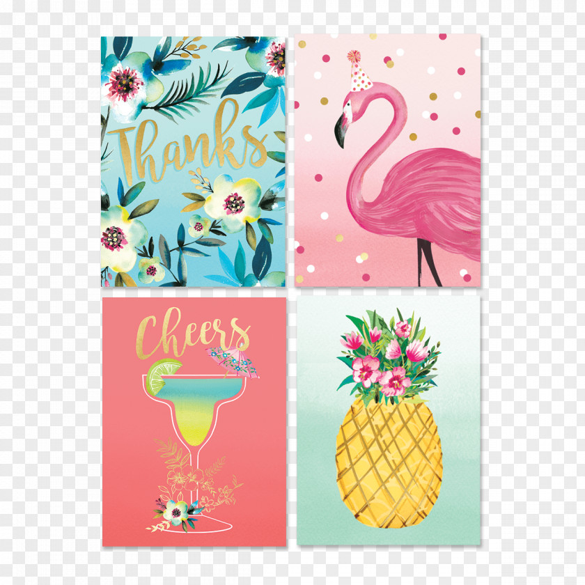 Flamingo Watercolour Greeting & Note Cards Index Letter Of Thanks Stationery Bella Bug PNG