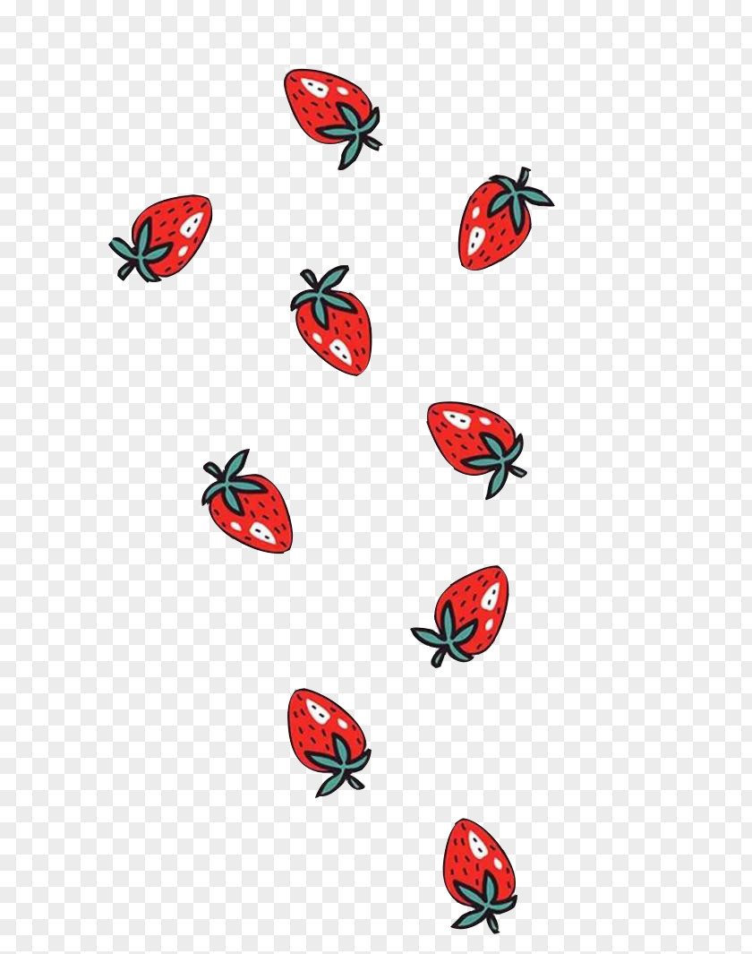Floating Strawberry Illustration PNG