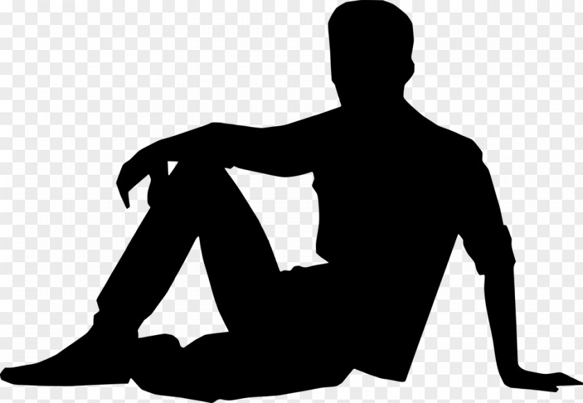 Silhouette Seated Man PNG