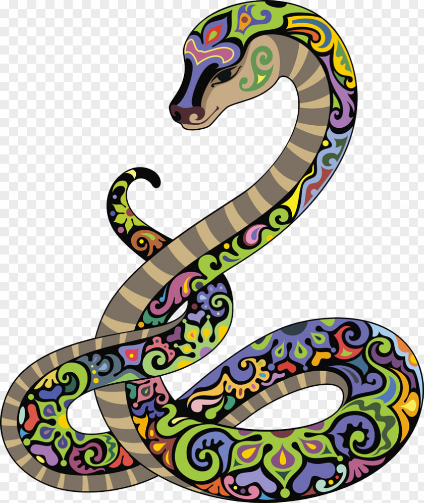 Colorful Cartoon Snake Japanese Striped Cobra PNG