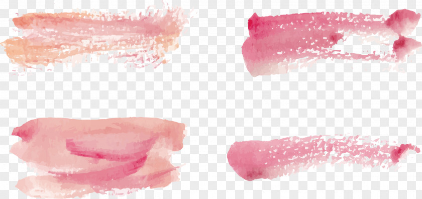 Vector Hand-painted Watercolor Strokes Lip Gloss Lipstick Pink PNG