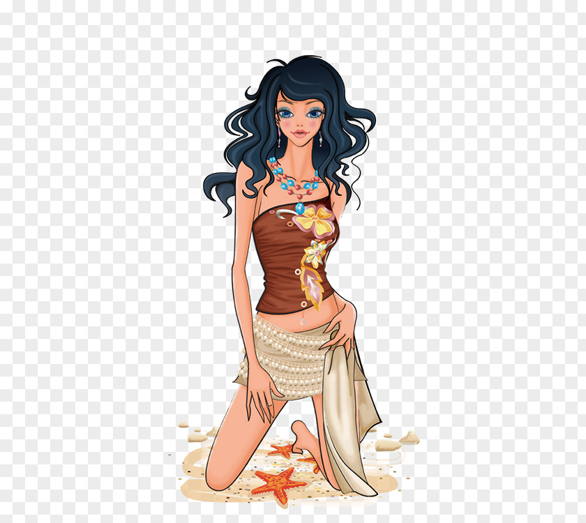 Korean Beauty On The Beach Illustration Bilbao Drawing Idea Sketch PNG