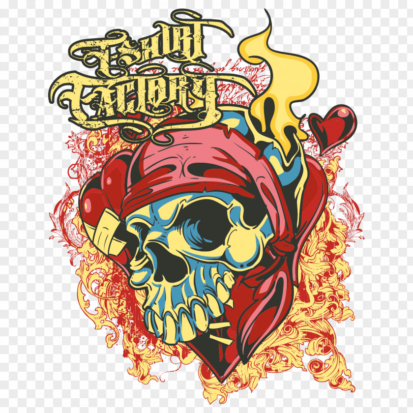 Skull Graffiti T-shirt Heat Transfer PNG