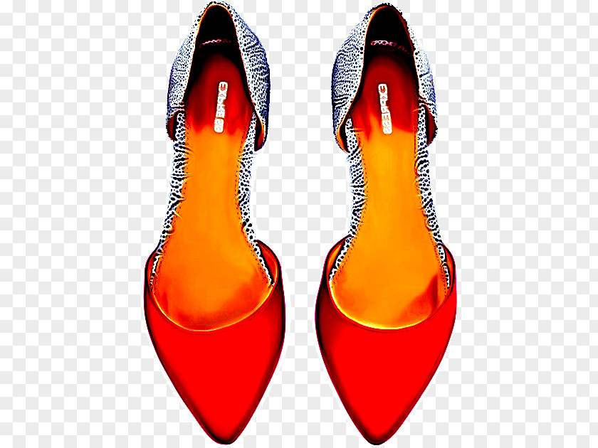 Slingback Court Shoe Orange Background PNG