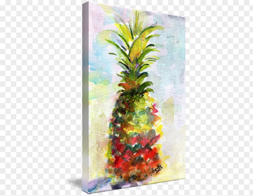 Watercolor Painting Fruit Pineapple Cake Still Life Upside-down PNG