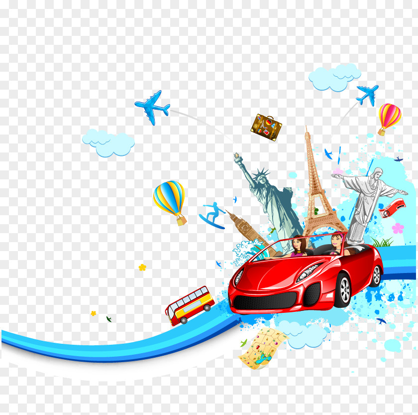 Global Travel Bus Air Euclidean Vector Stock Illustration PNG