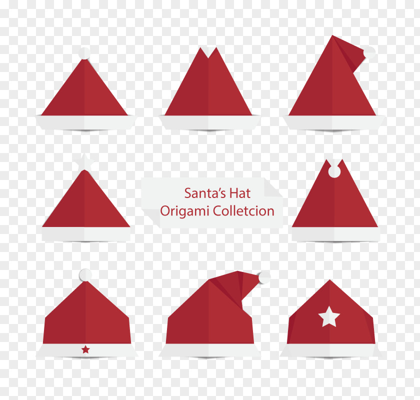 Vector Christmas Hat Paper Santa Claus Origami PNG