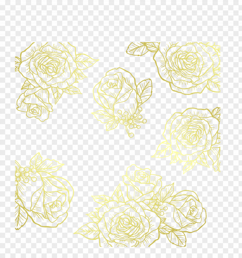 Golden Rose Shading Paper White Area Pattern PNG