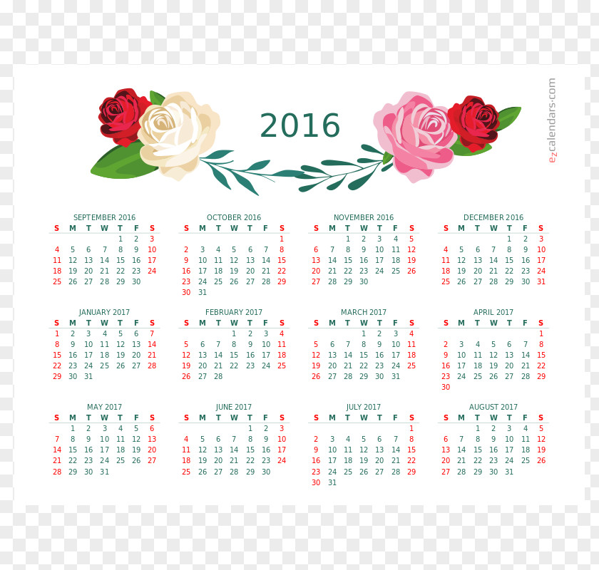 2019 Calendar Flower Petal Text Craft Magnets PNG