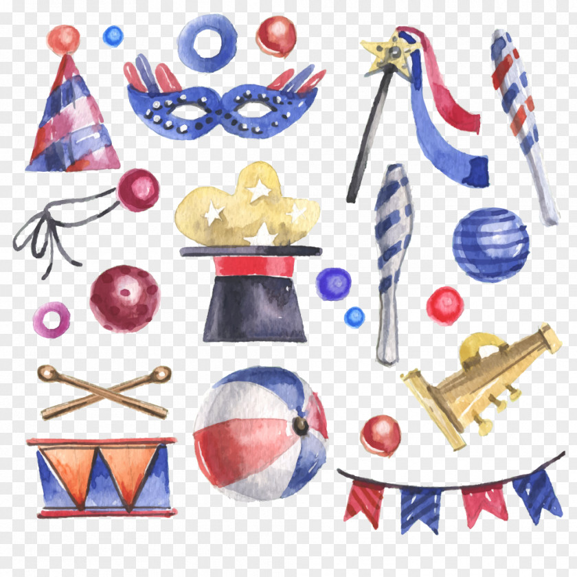 Water Painting Party Vector Material Circus Watercolor PNG