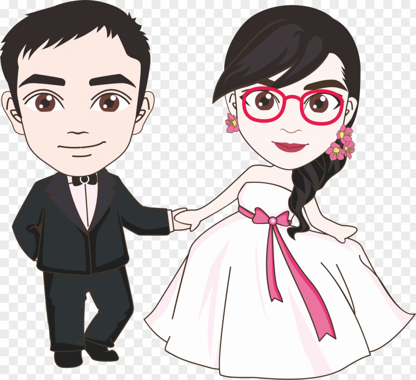 Cartoon Bride And Groom Marriage Wedding PNG
