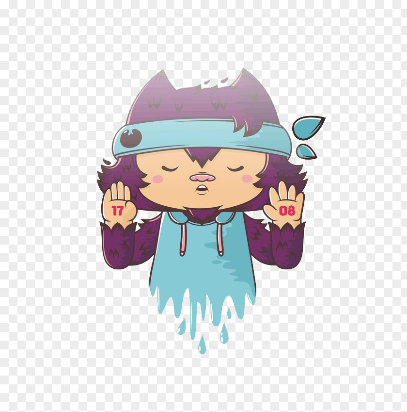 Purple Cartoon Fox Character Illustration PNG
