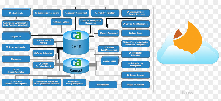 Configuration Management Database IT Service ServiceNow CA Technologies Diagram PNG