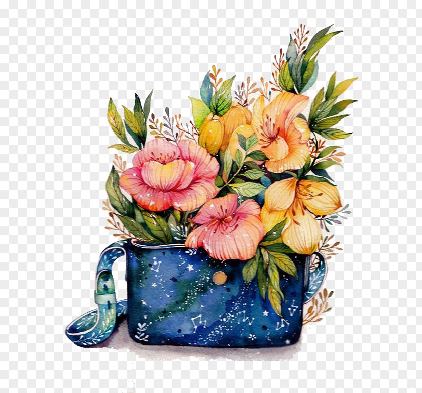Watercolor Flowers Floral Design Painting Vase Flower PNG