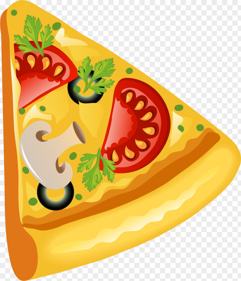 Hand Painted Yellow Pizza Margherita Italian Cuisine Fast Food Salami PNG