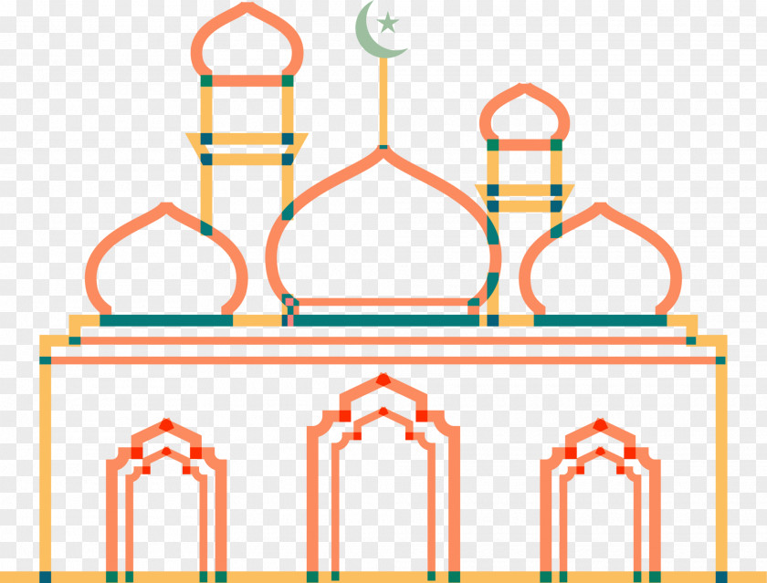 Orange Line Islamic Architecture New Year Mosque PNG