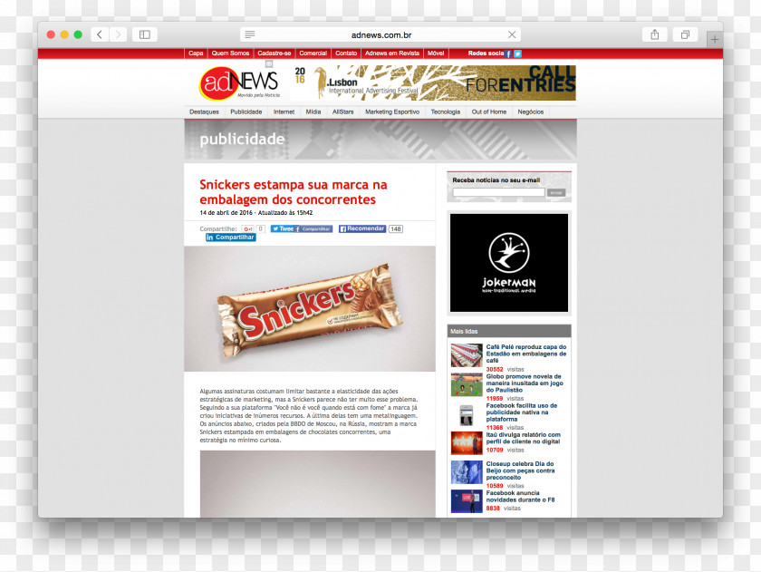 Snickers Brand Behance Web Page PNG