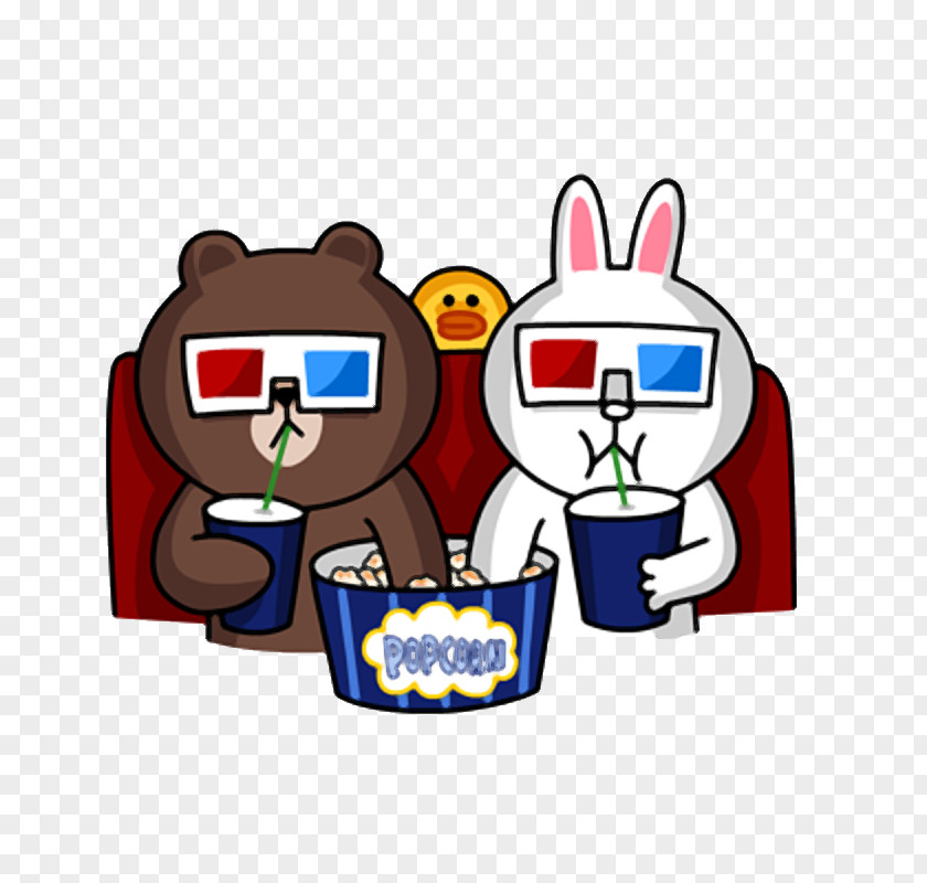 Family WATCHING TV Brown Bear Line Friends Sticker LINE BROWN FARM PNG