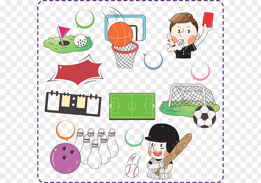 Creative Cartoon Sports Equipment Sport Drawing PNG