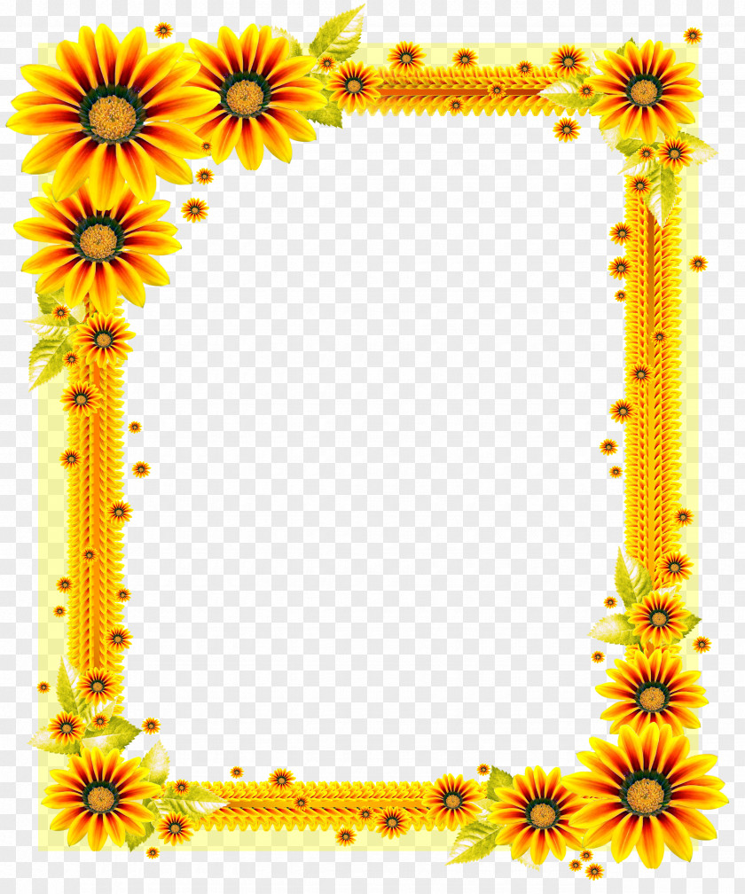 Floral Design Sunflower Cut Flowers Picture Frames PNG