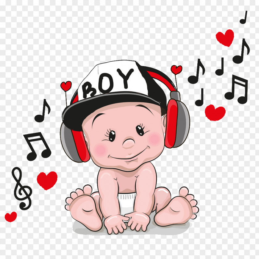 Headphones Cartoon PNG , Music baby, baby wearing headphones clipart PNG