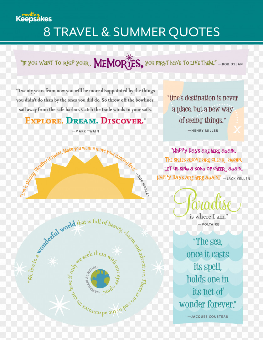 Travel Quote Digital Scrapbooking Embellishment Page Layout PNG