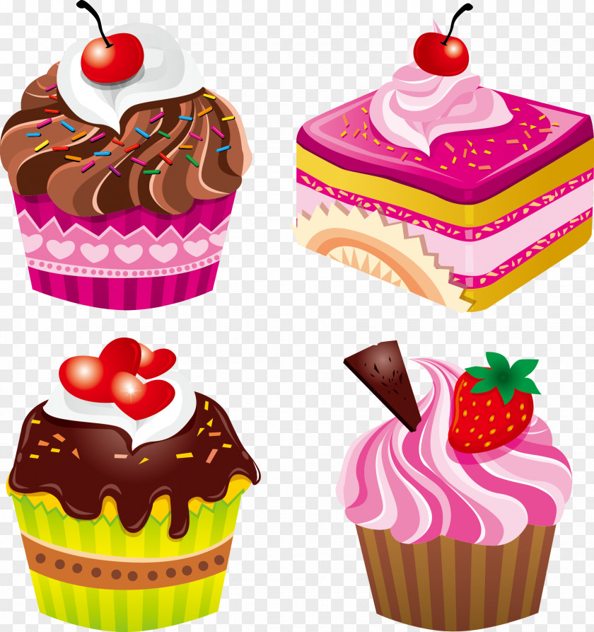Delicious Cake Cupcake Chocolate Birthday Icing Strawberry Cream PNG