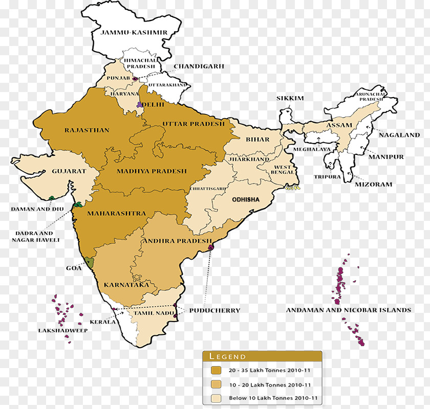 India States And Territories Of Agriculture Maize Map PNG