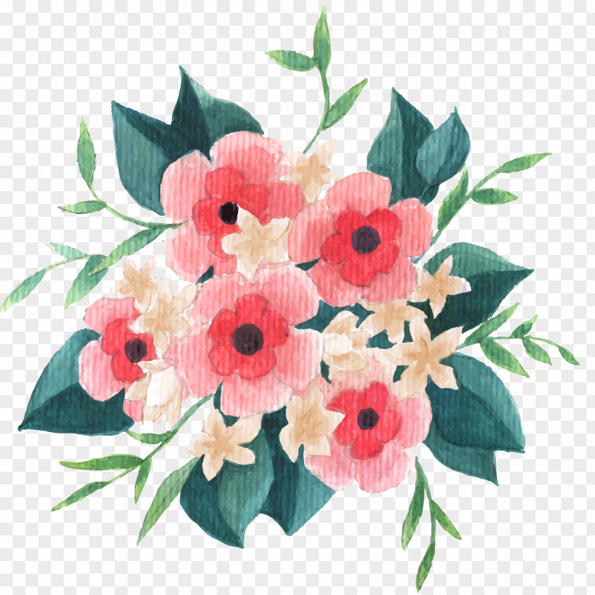 Painted Pink Bouquet Water Vector Material Flower Clip Art PNG