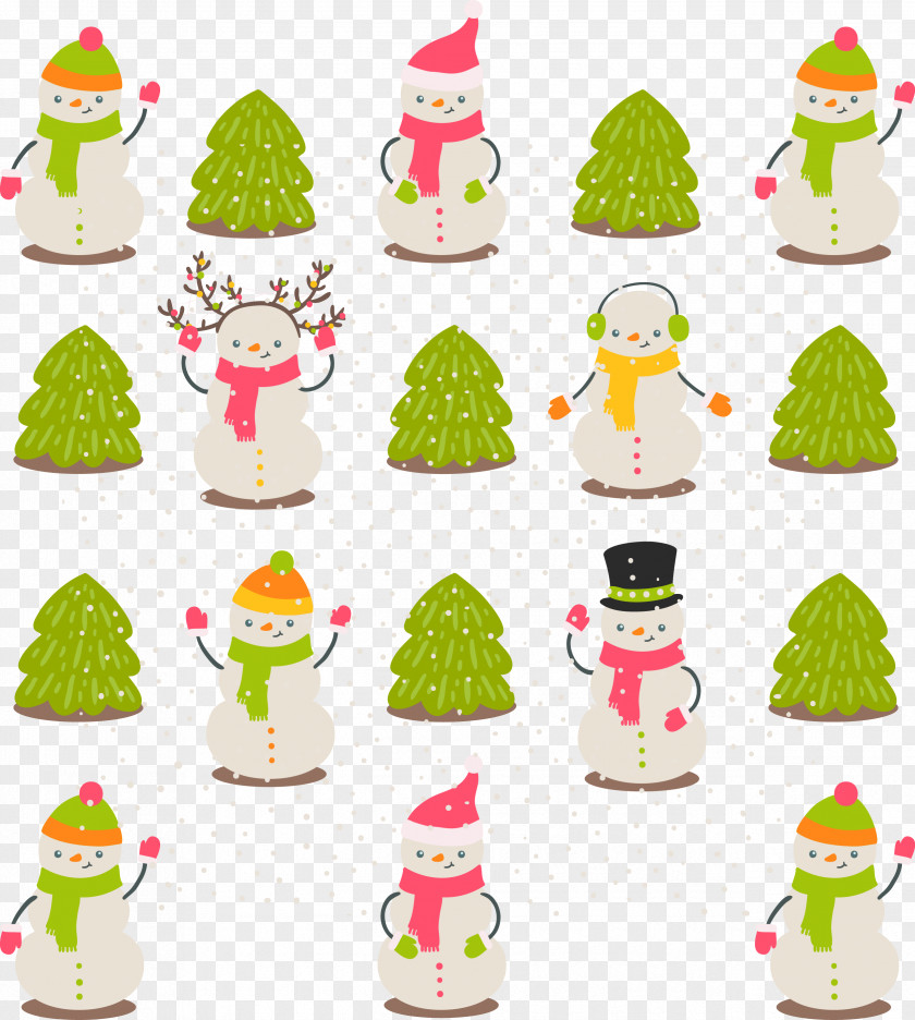 Beautiful Christmas Tree Snowman Rudolph Clip Art PNG
