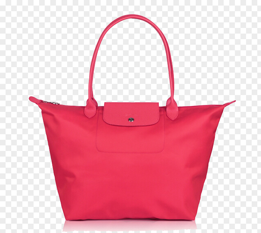 Ms. Longchamp Shoulder Bag Watermelon Red Handbag Pliage Leather PNG