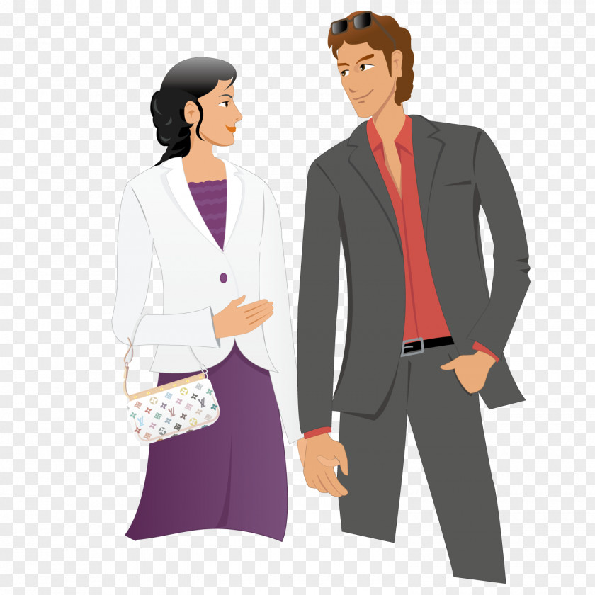 Sweet Couple Cartoon Illustration PNG