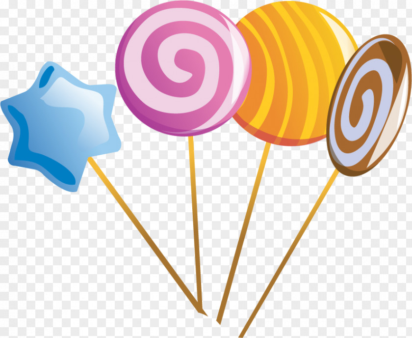 Vector Hand Colored Lollipop Hard Candy PNG